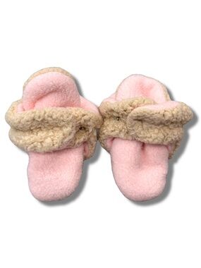 Zutano Pink & Beige Fleece Lined Snap Baby
Bootie Slippers Size 6M